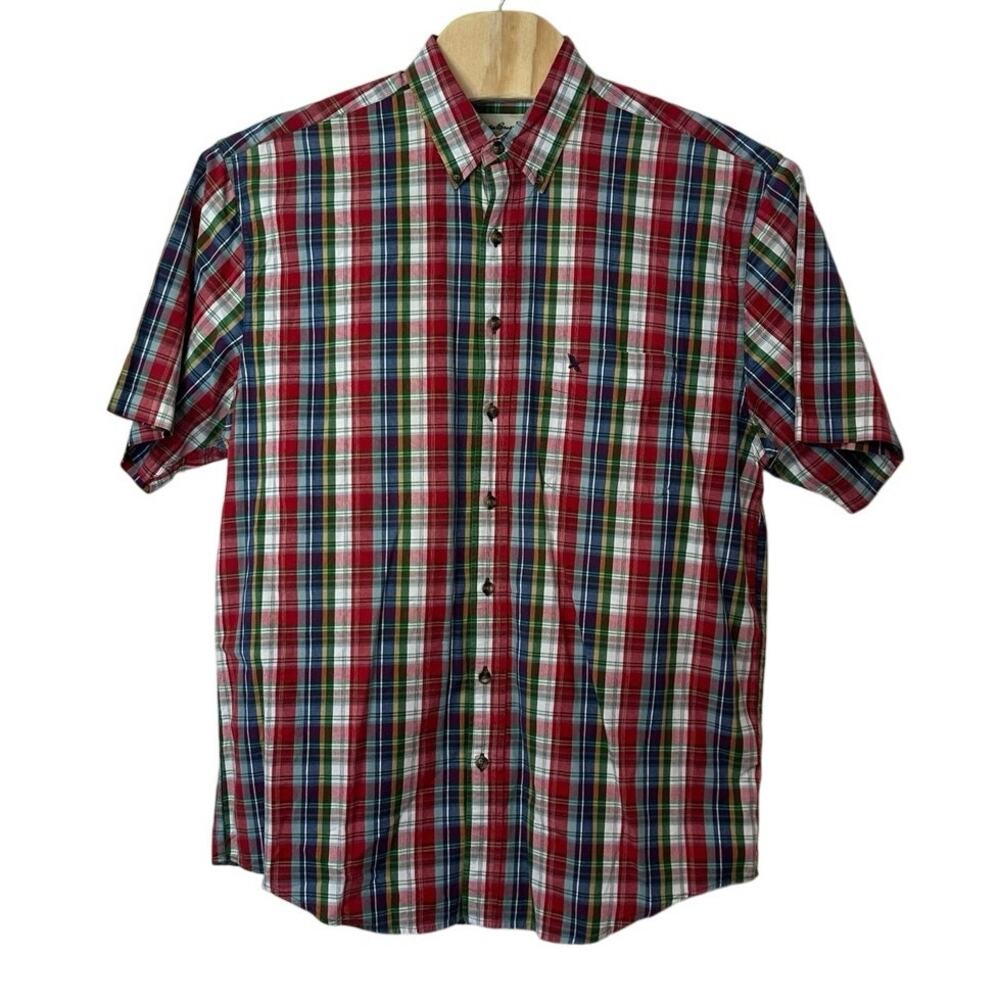 Eddie Bauer Vintage Men’s Button Down Plaid Short Sleeve Shirt Size L Outdoor